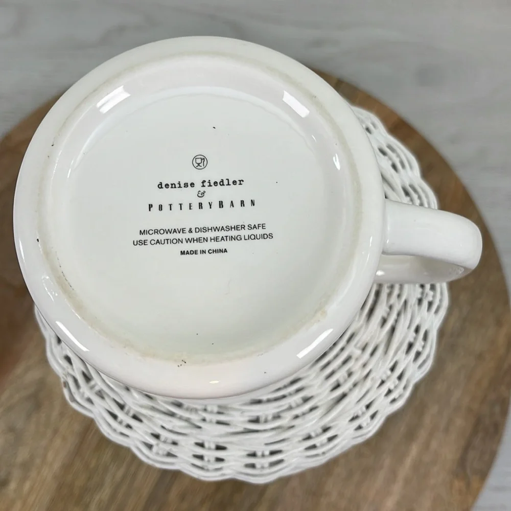 Pottery Barn mug designed by Denise Fielder